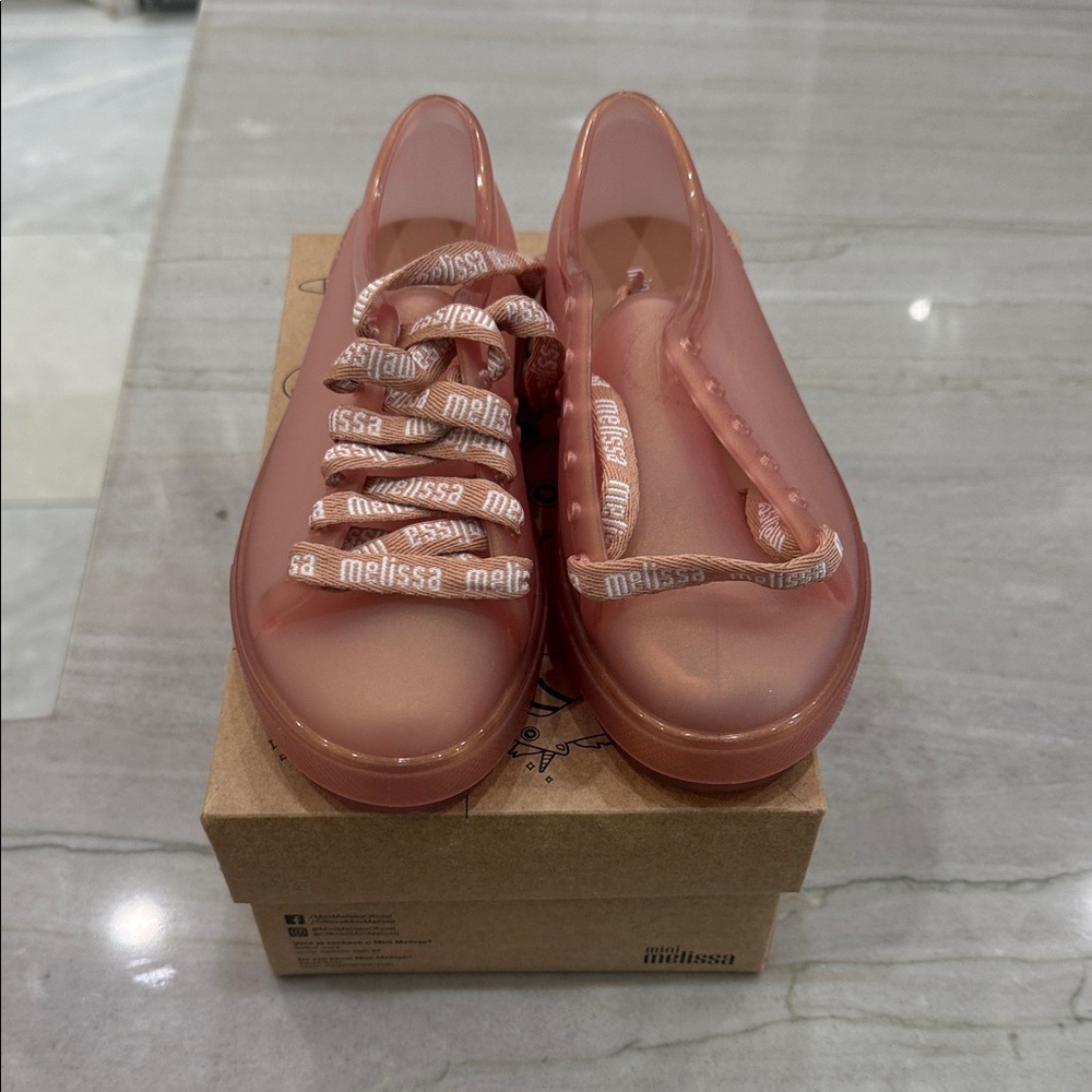 Melissa Girls Translucent Pink Sneakers Sz 2 girls